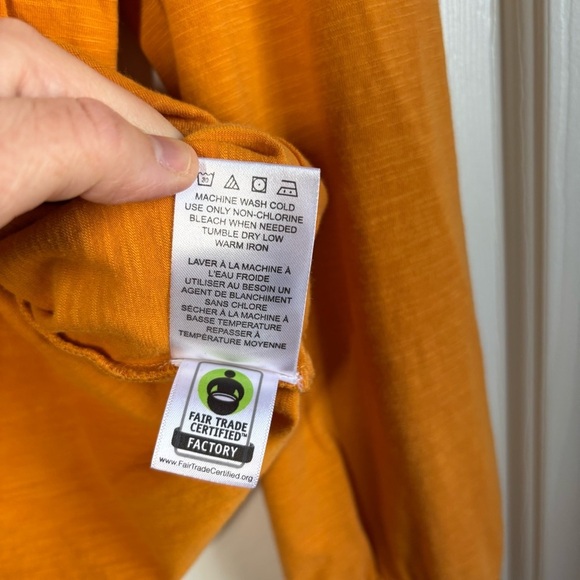 Aventura Womens Top Large Long Sleeve Mustard Organic Cotton Granola Coastal - Picture 7 of 8